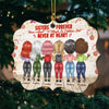 Sisters Forever, Never Apart - Maybe In Distance But Never At Heart - Personalized Custom Benelux Shaped Wood Christmas Ornament