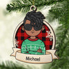African American Kids Celebrate Christmas - Personalized Custom Wood Shaped Christmas Ornament