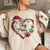 Mistletoe Kisses And Paw Prints In The Snow - Dog & Cat Personalized Custom Unisex Sweatshirt With Design On Sleeve - Christmas Gift For Pet Owners, Pet Lovers