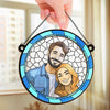 Custom Photo Two Hearts, One Journey - Couple Personalized Window Hanging Suncatcher - Gift For Husband Wife, Anniversary