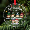 The Best Part Of Christmas Is Sharing It With You - Family Personalized Custom Circle Glass Ornament - Christmas Gift For Grandkids