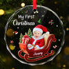 Custom Photo Sweet Dreams, Little Angel - Family Personalized Custom Circle Glass Ornament - Christmas Gift For Baby Kids, Newborn Baby, First Christmas