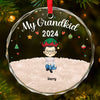 Grandchildren's Love, Infinite Contentment - Family Personalized Custom Circle Glass Ornament - Christmas Gift For Family Members