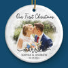 Custom Photo Our First Year Married - Couple Personalized Custom Ornament - Ceramic Round Shaped - New Arrival, Christmas Gift For Husband Wife, Anniversary, First Christmas AMZ