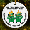 Putting Out Work Fires Together - Coworker Personalized Custom Ornament - Ceramic Round Shaped - Christmas Gift, Gift For Coworkers, Work Friends, Colleagues