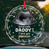 Custom Photo Keep Calm And Drive On - Family Personalized Custom Round Glass Ornament Car Hanger - Gift For Family Members