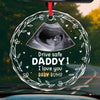 Custom Photo Keep Calm And Drive On - Family Personalized Custom Round Glass Ornament Car Hanger - Gift For Family Members