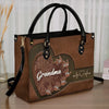 My Heart Belongs To My Grandkids - Family Personalized Custom Leather Handbag - Gift For Mom, Grandma