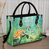 With Mom, Warmth And Safety - Family Personalized Custom Leather Handbag - Gift For Mom, Grandma