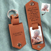Custom Photo You Left Me Beautiful Memories - Memorial Personalized Custom Engraved Leather Keychain - Sympathy Gift For Family Members