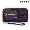 Mom, You’re The Glue That Holds Us Together - Family Personalized Custom Leather Long Wallet - Gift For Mom, Grandma