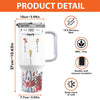 Three Generations, Blooming Together - Family Personalized Custom 40 Oz Stainless Steel Tumbler With Handle - Gift For Mom, Grandma