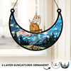 A Feline Friend, A Forever Memory - Memorial Personalized Window Hanging Suncatcher Ornament - Sympathy Gift For Pet Owners, Pet Lovers