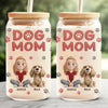 Happiness Is A Wagging Tail - Dog & Cat Personalized Custom Glass Cup, Iced Coffee Cup - Gift For Pet Owners, Pet Lovers