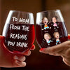 Custom Photo Perfect For The Woman Who Loves A Cozy Evening - Family Personalized Custom Wine Glass - Gift For Mom, Grandma