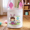 I'm An Official Egg Hunter - Family Personalized Custom Bunny Basket, Tote With Bunny Ears - Easter Gift For Kids Egg Hunt, Family Members