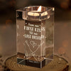 Our Love Story Never Ends - Couple Personalized Custom 3D Crystal Photo Laser Engraved, Crystal Candle Holder - Gift For Husband Wife, Anniversary