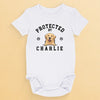 Custom Baby Onesie - Personalized Baby Shower, Gender Reveal Gifts For New Moms, New Dads, New Parents, Dog Cat Lovers - Guarded By My Dog
