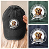 This Human Belongs To Me - Dog Personalized Custom Vintage Washed Denim Baseball Cap - Father's Day, Mother's Day, Gift For Mom, Dad, Pet Owners, Pet Lovers
