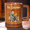 The Catfather, Chosen By My Cat - Cat Personalized Custom Wooden Mug - Father's Day, Gift For Dad, Pet Owners, Pet Lovers