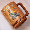 The Catfather, Chosen By My Cat - Cat Personalized Custom Wooden Mug - Father's Day, Gift For Dad, Pet Owners, Pet Lovers