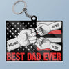 Tough Hands, Soft Heart - Family Personalized Custom Shaped Acrylic Keychain - Father's Day, Gift For Dad, Grandpa