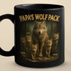 Bonded Like A Wolf Pack - Family Personalized Custom Black Mug - Father's Day, Gift For Dad, Grandpa