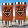 Hands Down, The Best Grandpa Ever - Family Personalized Custom Printed Leather Tumbler - Father's Day, Gift For Dad, Grandpa, Family Members