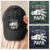 Papa’s Love, Wrapped Around Our Little Hands - Family Personalized Custom Vintage Washed Denim Baseball Cap - Father's Day, Gift For Dad, Grandpa