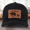 Papa Bear And His Cub - Family Personalized Custom Leather Patch Hat - Father's Day, Gift For Dad, Grandpa