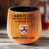 Custom Photo Dog Dad Vibes Only - Dog & Cat Personalized Custom Wooden Whiskey Glass - Father's Day, Gift For Pet Owners, Pet Lovers