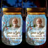 Custom Photo Your Memory Is My Keepsake - Memorial Personalized Custom Solar Jar Lantern - Sympathy Gift For Family Members