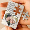 Custom Photo Piece By Piece, You Complete Me - Couple Personalized Custom Metal Wallet Card With Charm - Gift For Husband Wife, Anniversary