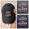 Custom Vintage Washed Denim Baseball Cap US - Personalized 4th Of July Gifts For Dad, Grandpa - First Dad, Now Grandpa