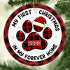Ornament - Ceramic Round Shaped - Christmas Birthday Gifts For Dog Cat Lovers, Dog Dad And Mom, Cat Owners - First Christmas Cuddles