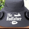 Custom Hat With Fans Solar Power - Personalized Birthday Fishing Gifts For Fisherman, Dad, Grandpa - The Rodfather