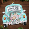 Custom Metal Ornament - Personalized Anniversary Christmas Wedding Gifts For Husband And Wife, Him And Her - Driving Into Forever Together