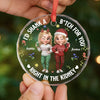 Custom Circle Glass Ornament - Personalized Christmas Best Friend Birthday Gifts For Women, Besties, Sisters, BFF - Chaos Queens Forever