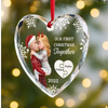 Custom Heart Glass Ornament - Personalized Anniversary Christmas Wedding Gifts For Husband And Wife, Him And Her - Our First Noel As Lovers
