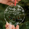 Custom Long Distance Circle Glass Ornament - Personalized Christmas Birthday Gifts For Mom, Dad, Kids - Across the Miles, Our Family Stays Strong