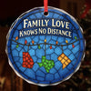 Custom Long Distance Circle Glass Ornament - Personalized Christmas Birthday Gifts For Mom, Dad, Kids - Family Love, Across Every State