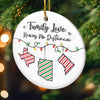 Custom Long Distance Ceramic Ornament - Personalized Christmas Birthday Gifts For Mom, Dad, Kids - Hearts Connected, No Matter The Distance