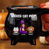 Custom 12oz Ceramic Cauldron Coffee Mug - Personalized Halloween Witchy Gifts For Cat Lovers, Cat Mom And Dad - Spooky Cat Mom