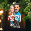 Custom Photo Acrylic Ornament - Personalized Christmas Birthday Ice Hockey Gifts For Ice Hockey Lovers, Sports Fans, Sports Lovers, Husband And Wife - Love On Ice, Forever Nice