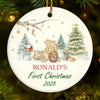 Custom Ceramic First Christmas Ornament - Personalized Christmas Baby Shower, Gifts For New Moms, New Dads, New Parents - Santa’s Littlest Fan