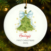 Custom Baby First Christmas Ceramic Ornament - Personalized Christmas Baby Shower, Gifts For New Moms, New Dads, New Parents - First Christmas Cuddles