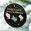 Custom Long Distance Ceramic Ornament - Personalized Christmas Birthday Gifts For Mom, Dad, Brother, Sister, Kids - Wherever We Are, Love Finds The Way