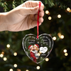 Custom Heart Glass Ornament - Personalized Anniversary Christmas Wedding Gifts For Husband And Wife, Him And Her - Love You More Each Day