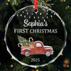 Custom Baby First Christmas Glass Ornament - Personalized Christmas Baby Shower, Gifts For New Moms, New Dads, New Parents - Baby’s Christmas Debut