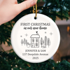 Custom First Christmas In New Home Ceramic Ornament - Personalized Anniversary Christmas Wedding Gifts For Husband And Wife, Him And Her, New Homeowners, Couples, Friends - New Home Christmas Magic
